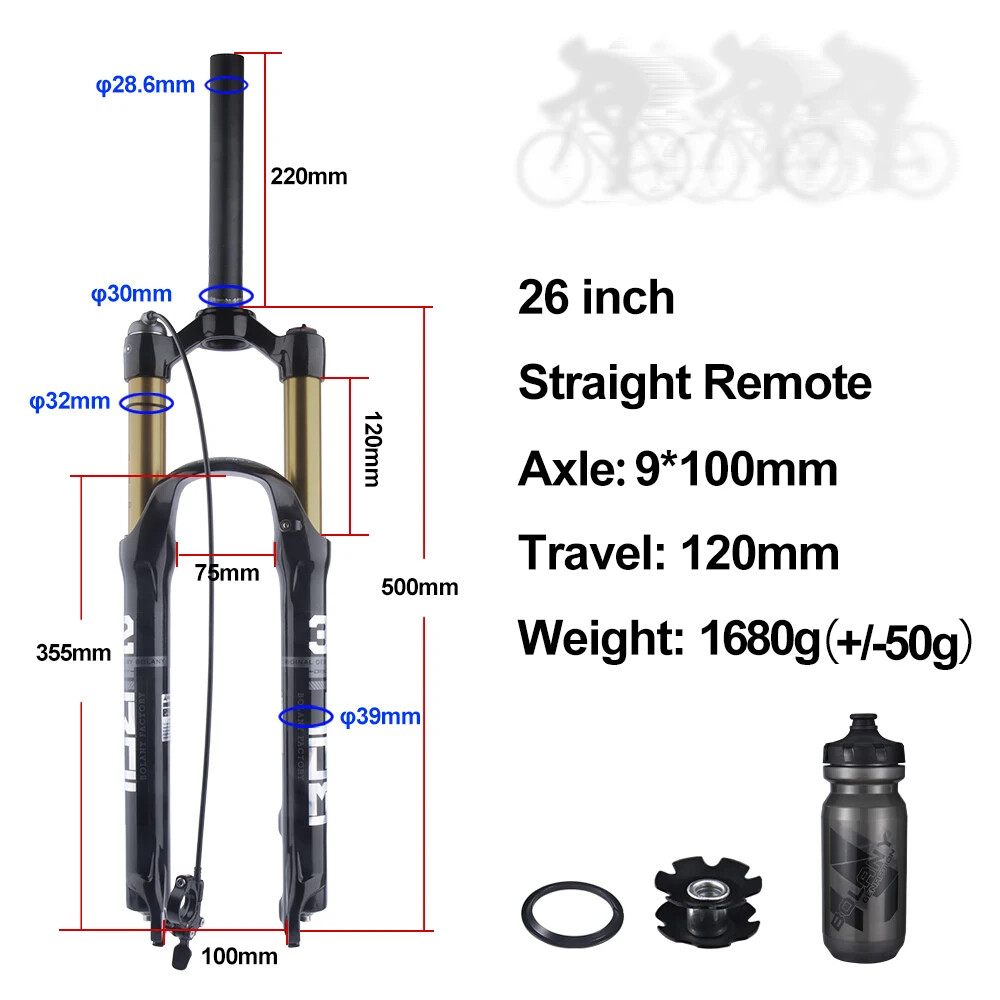 26/27.5/29Inch Mountain Bike Air Supension Frok 120mm Air and Oil Remote QR Fork