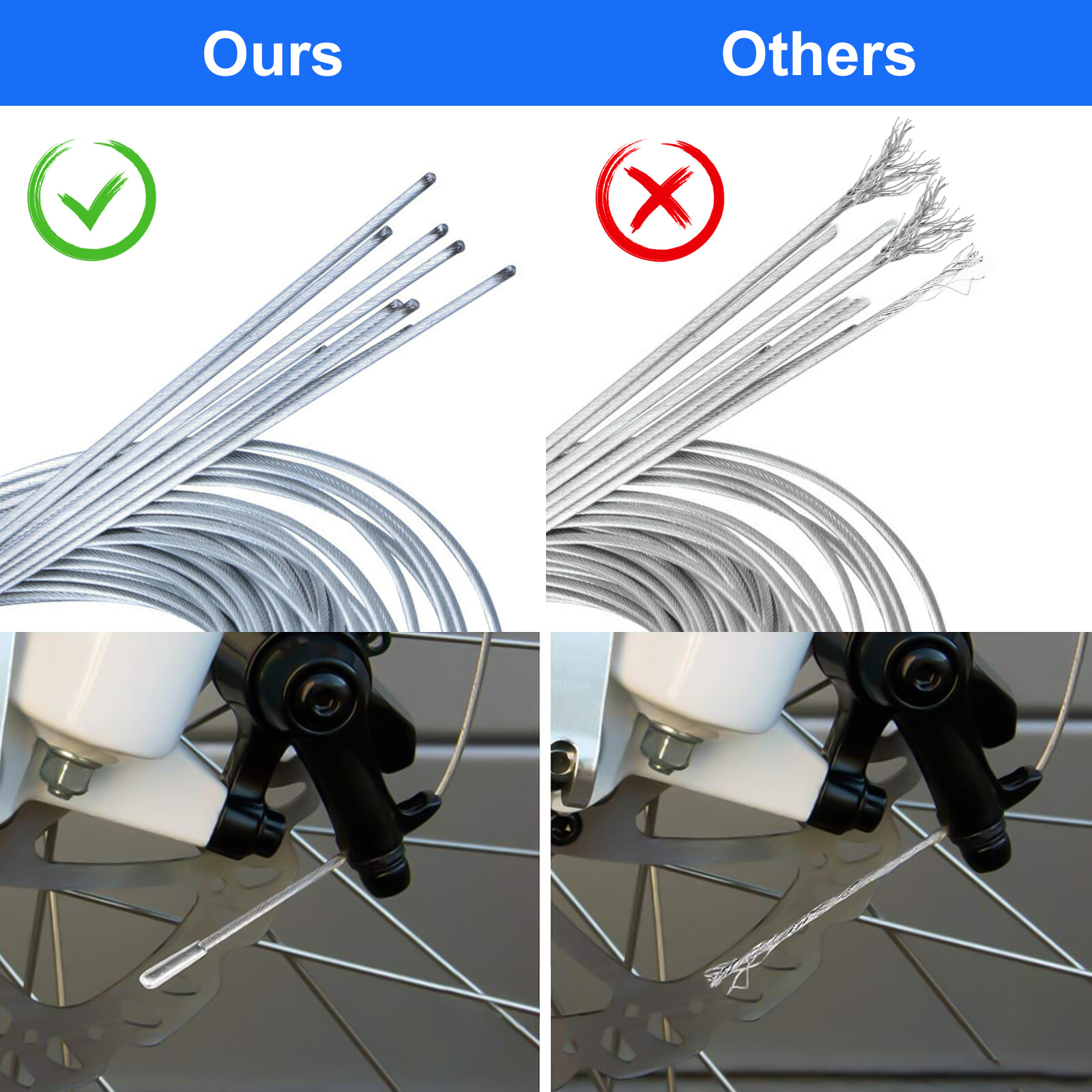 10Pcs 2m Bicycle Bike Shift Cables Stainless Steel Shifter Front Rear Inner Wire