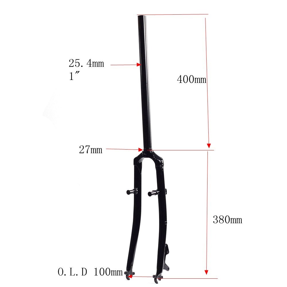 26″ Chromoly Steel Touring Bike Rigid Fork 1 inch 25.4mm Disc V Brake Threadless