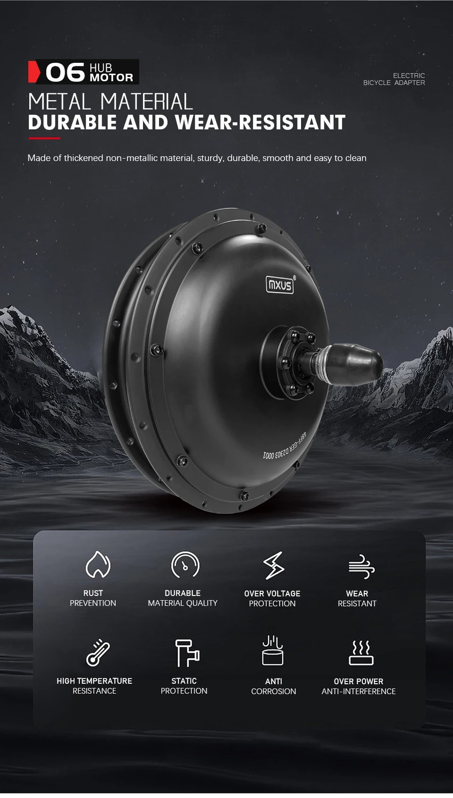 48V 1000W Front/Rear Brushless Gearless Hub Motor Wheel for MTB Electric Bicycle