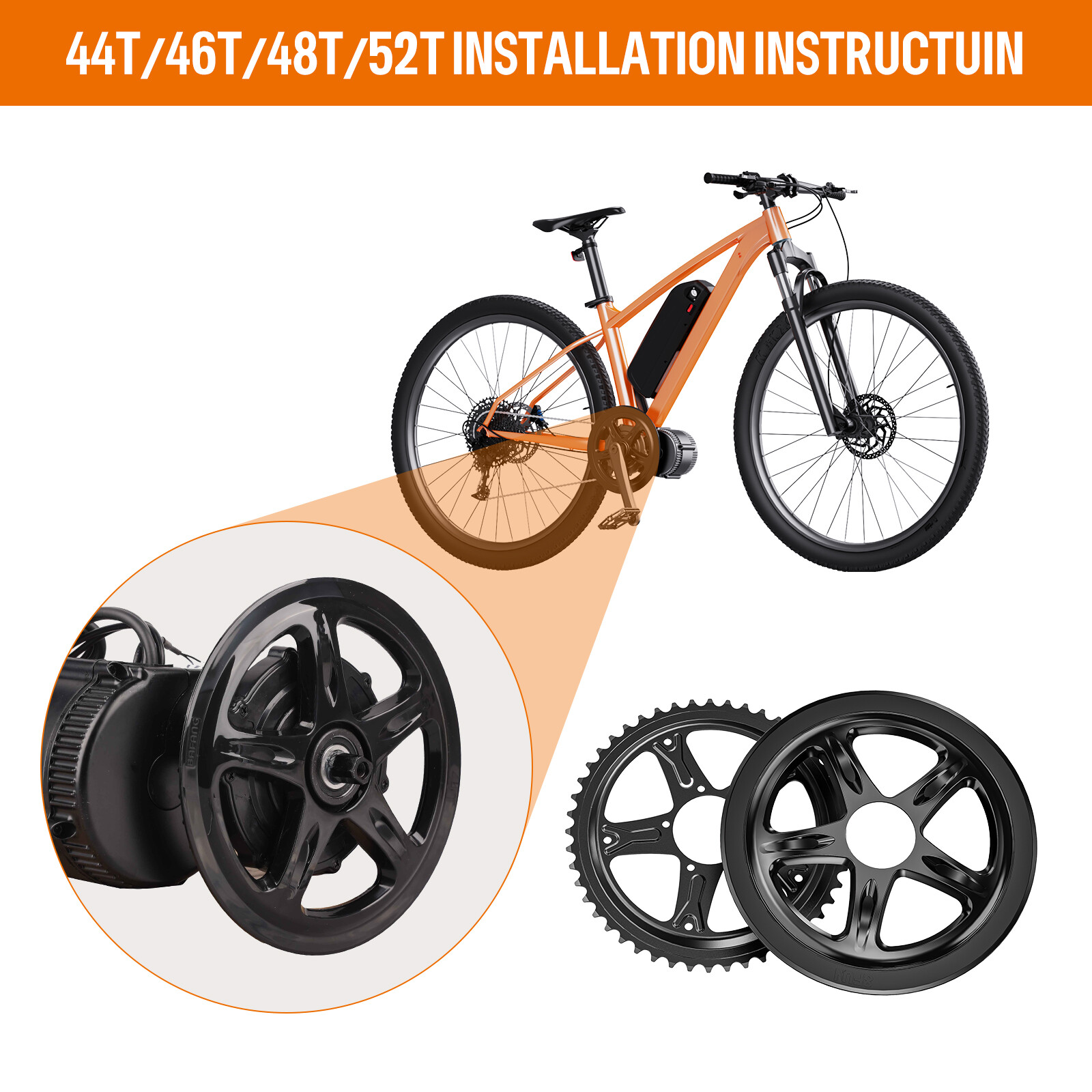 36/42/44T Sprocket Chainwheel for Bafang BBS01B BBS02B 250W-750W Motor Mid Kit