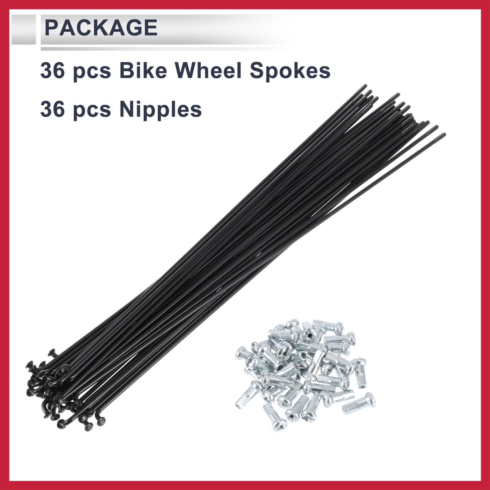 1Set 13G 255mm Length Bicycle Spokes Nipple 45 Steel Black Universal
