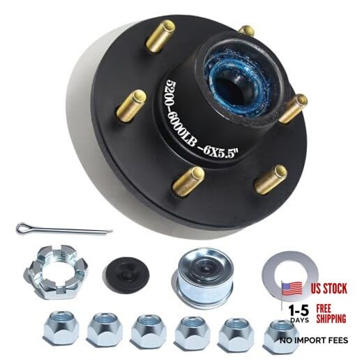1 Sets 5200-6000lbs Trailer Hub Kits 6 Bolt 5.5,Trailer 6 Bolt 5.5 Trailer Hub