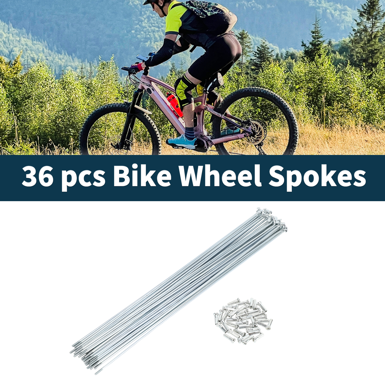 1 Set 14G 257mm Length Bicycle Spokes Nipple Carbon Steel Galvanized Universal