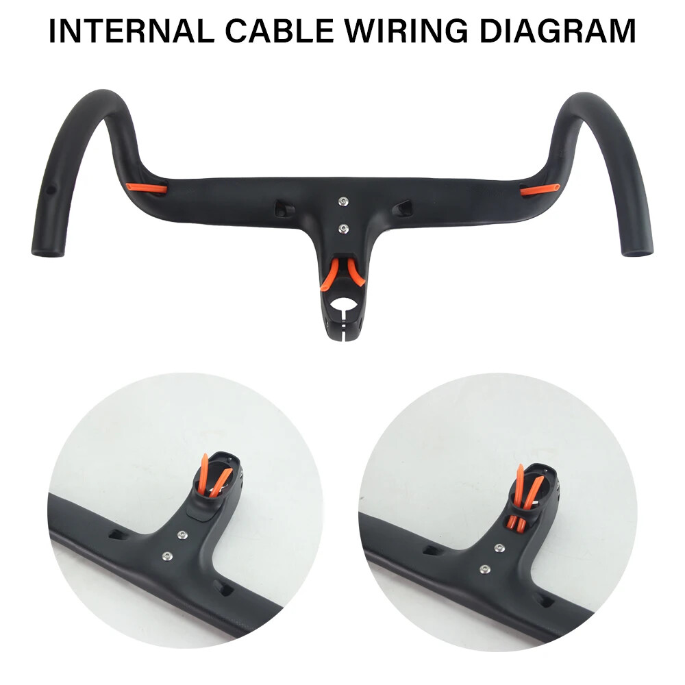 380-440mm Carbon Road Bike Integrated Handlebar 28.6mm Internal Routing Drop Bar