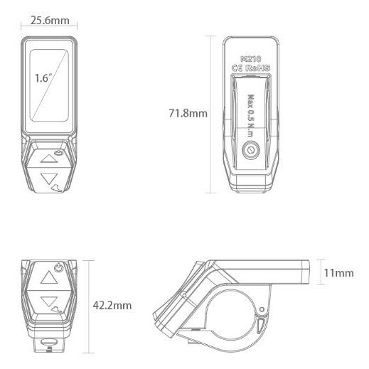 E-Bike M210C Display Meter/Control Panel Electric Bicycle SM plug.