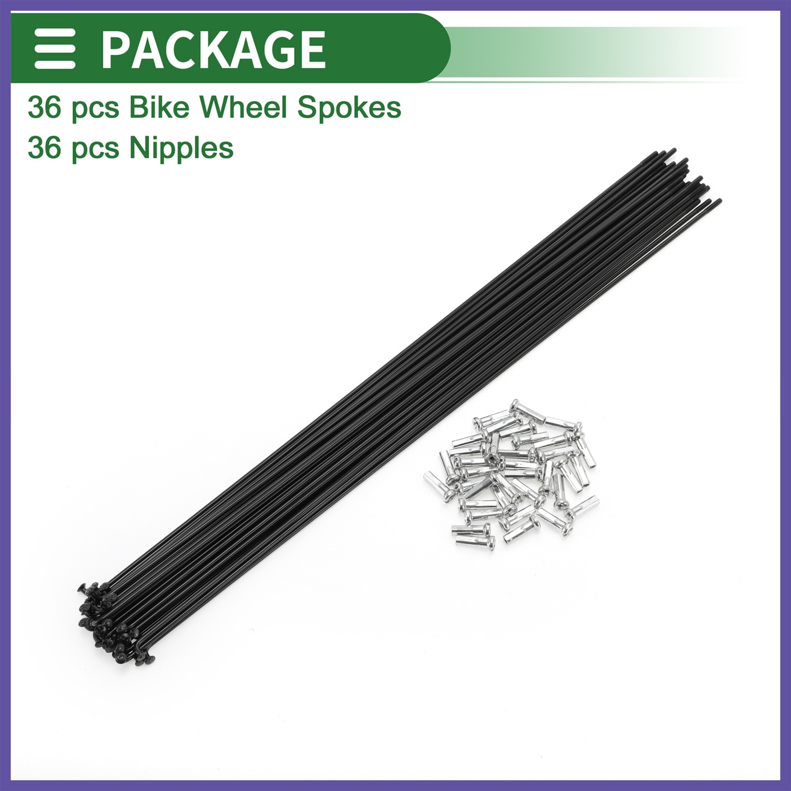 1 Set 14G 285mm Length Bicycle Spokes Nipple Black