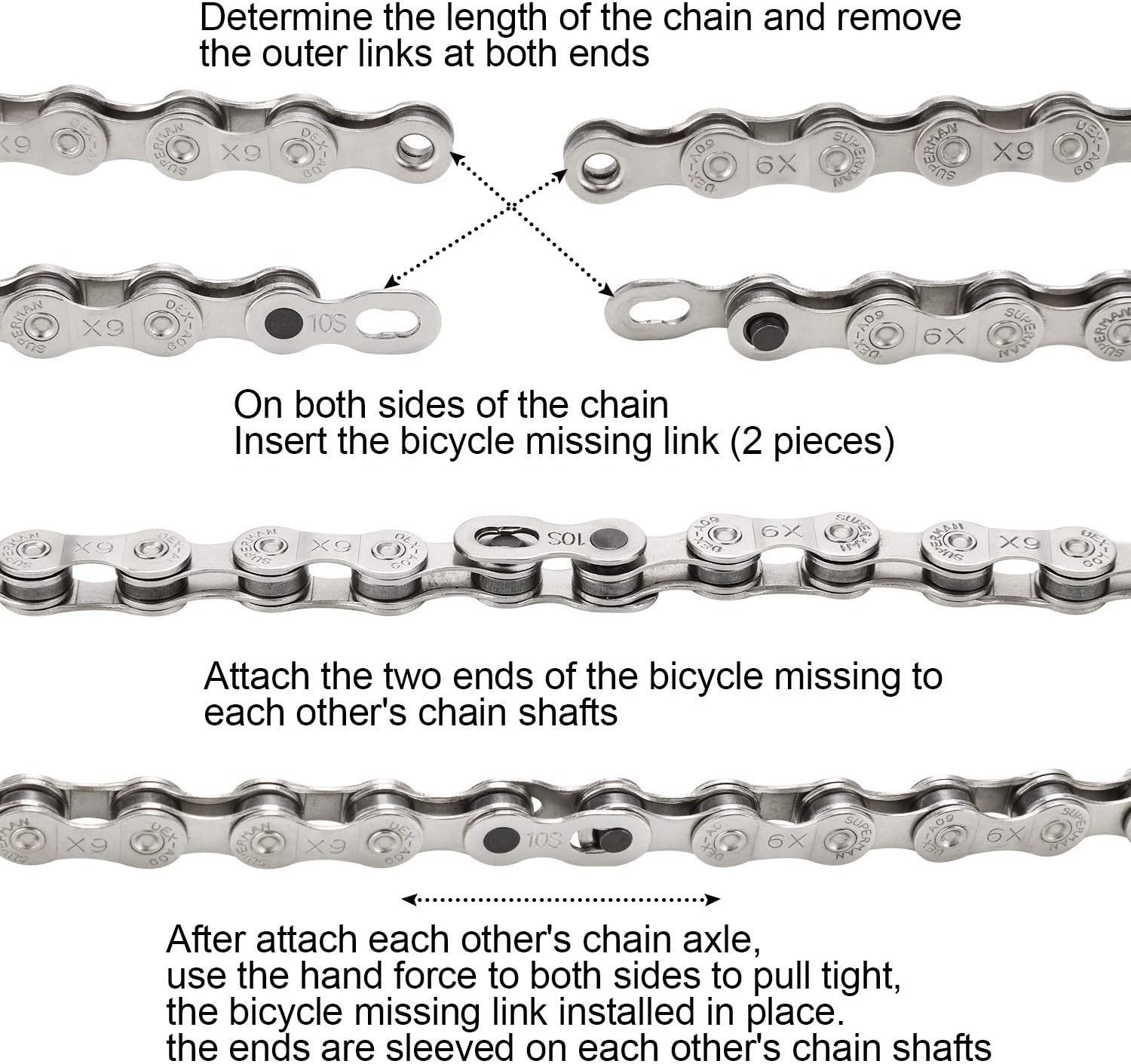 10 Pairs 20pcs Bicycle Missing Link for 6-7-8 Speed Chain, Professional Reusable