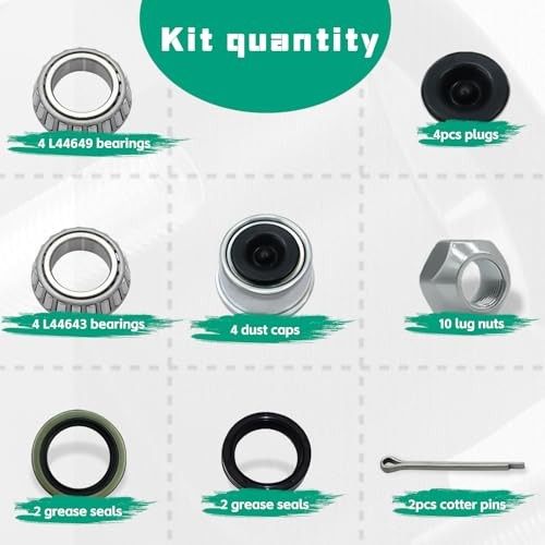 2 Sets 2000lb Trailer Hub Kit 5 Bolt 4.5″ Trailer Hubs 5 Lug Fit 1″ and 1