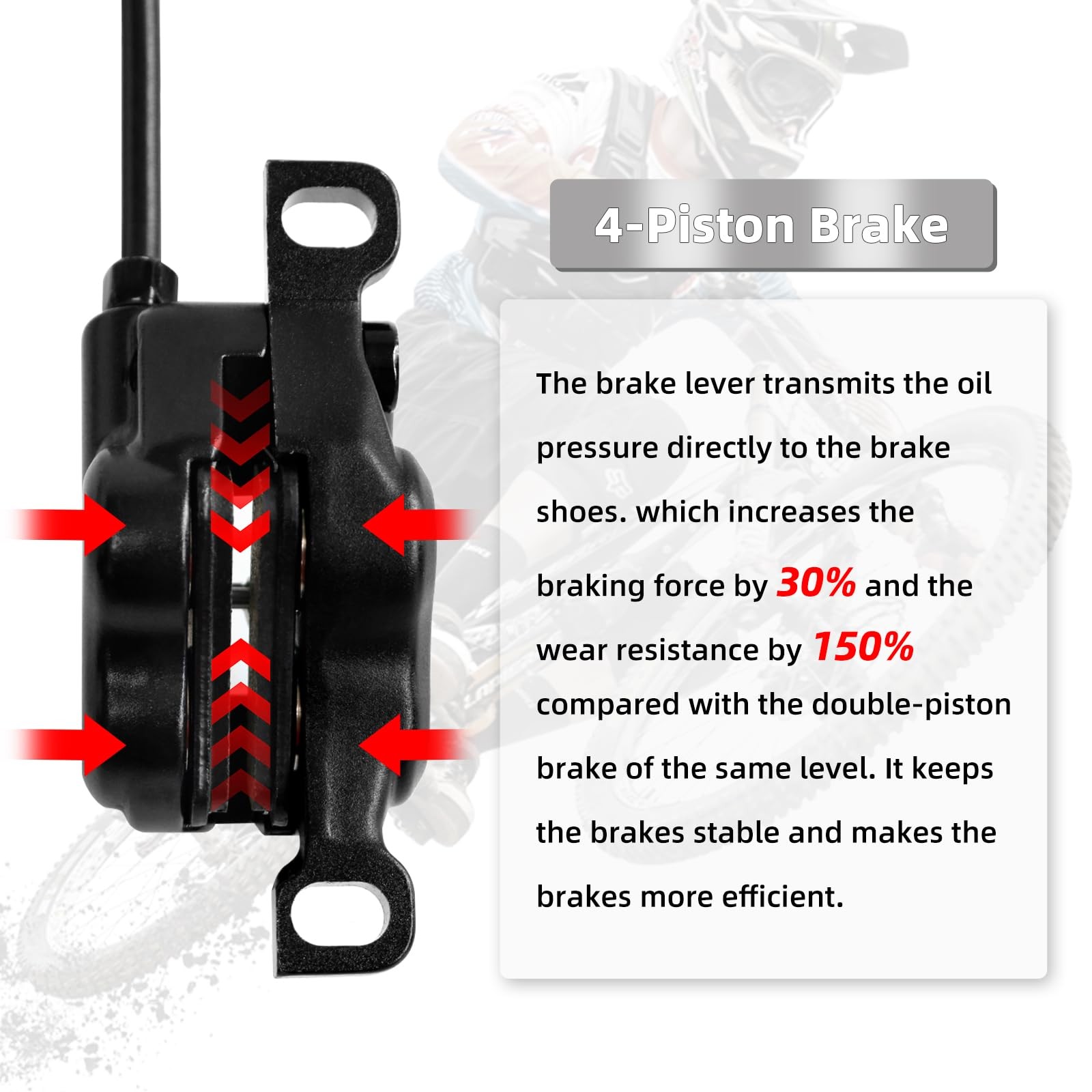 Z00M HB876 4-Pistons Hydraulic Disc Brake Set, MTB Front Brake-Black
