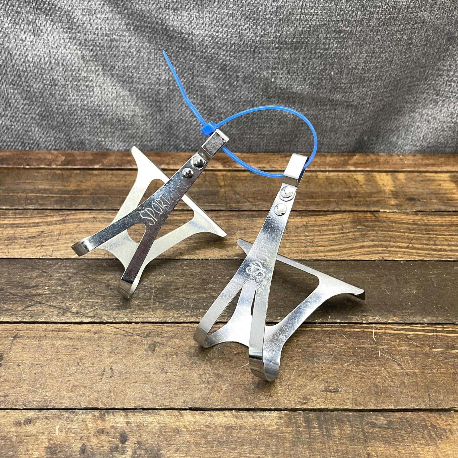 Vintage ALE Sport Toe Clips Silver Steel Pair Road Track Bike Italy Torino 70s