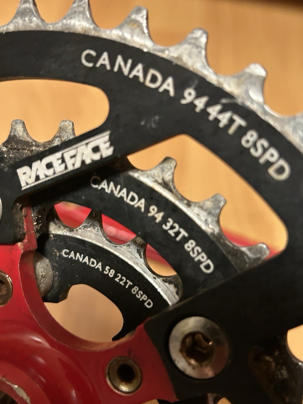 Vintage Race Face Turbine Forged Crankset RED 175mm 22 32 44T 8 Speed 90s MTB