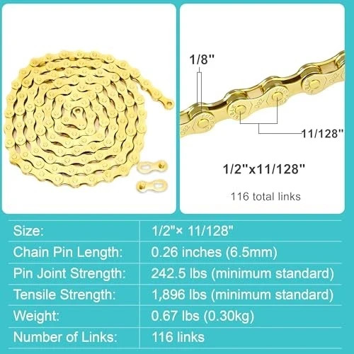 Single/6/7/8/9/10 Speed Bike Chain, Bike Chain for Road Mountain Racing