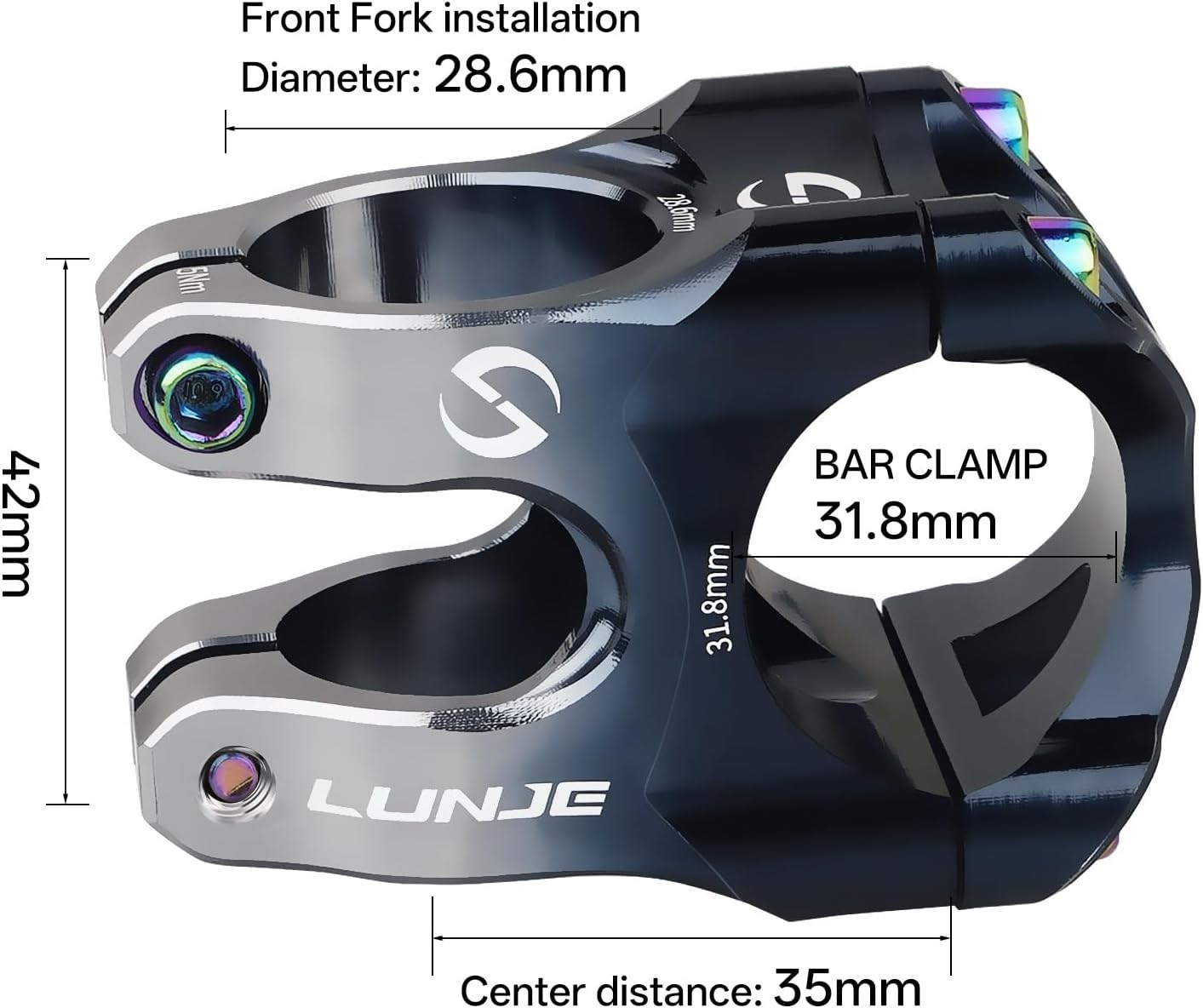 LUNJE 31.8mm MTB Bike Stem CNC Aluminum Alloy Short Handlebar Riser Road Bicycle