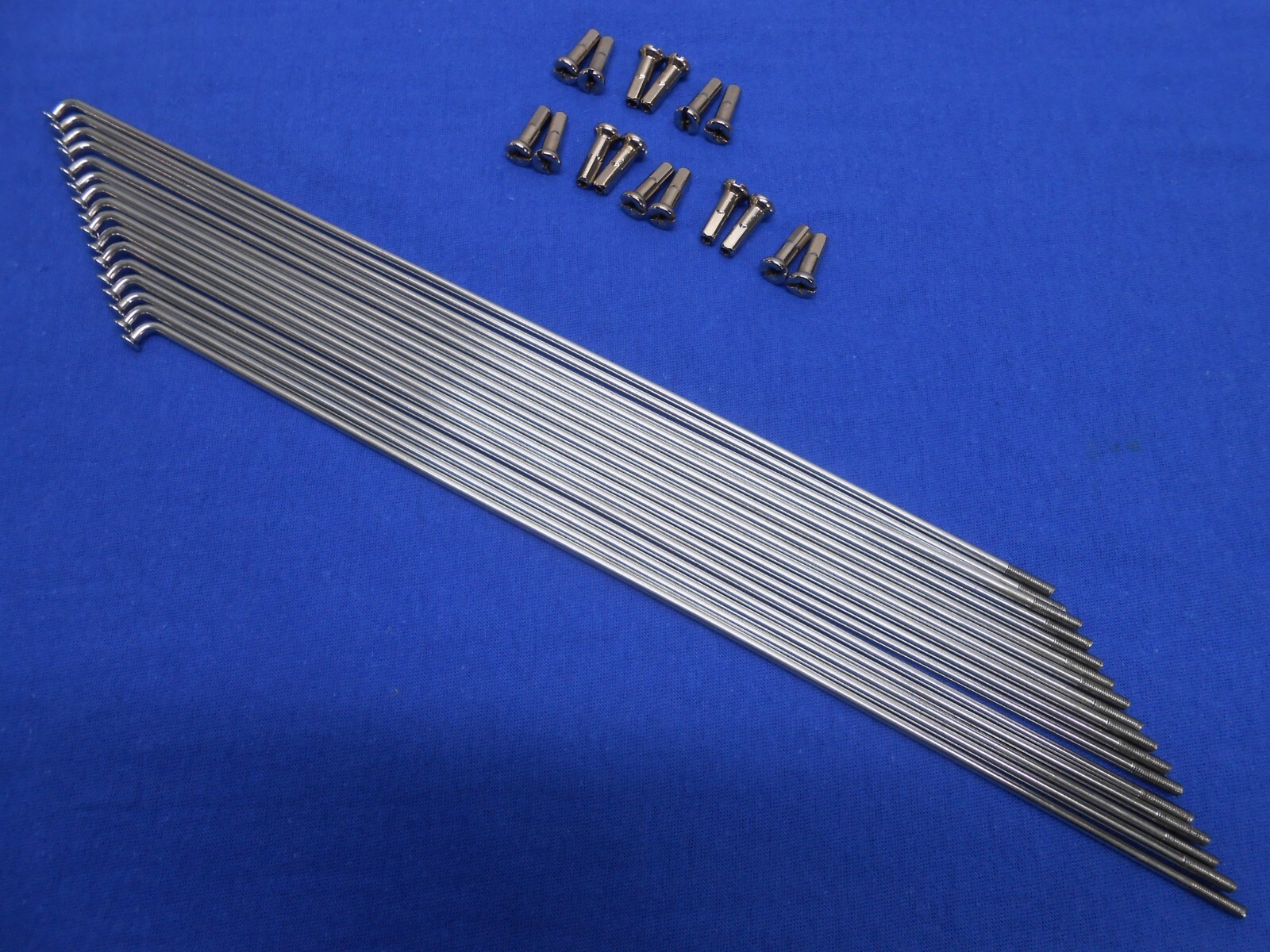 260mm Long 16 Silver Steel Spokes 12g (2.55mm) with Silver brass nipples StaTru