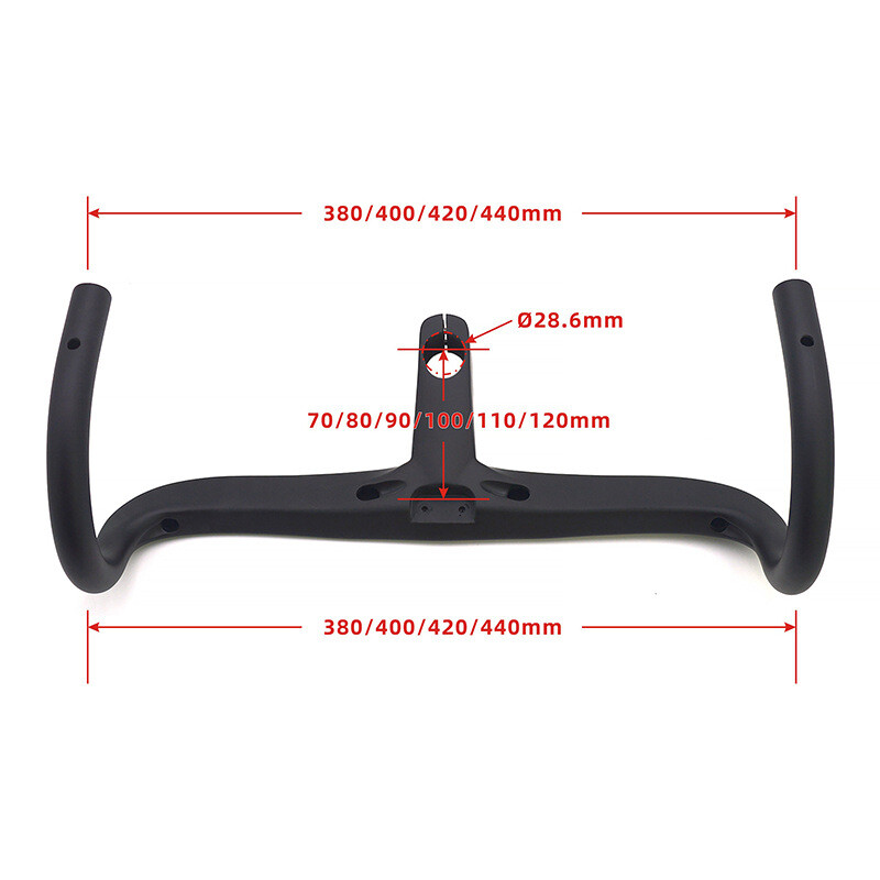 Carbon Fiber Handlebars Integrated Bar Stem Road Bike Drop Bar 380/400/420/440mm