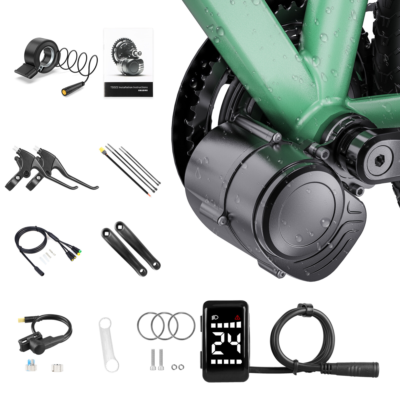 48V500/750W 68-73mm Mid Drive Motor Electric Bicycle Conversion Kit