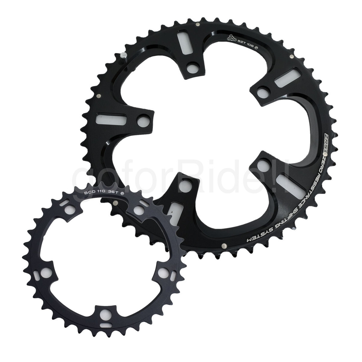 New Driveline 52-36T Bike Chainring Set 10-Speed BCD 1100mm 7075/T6 Black