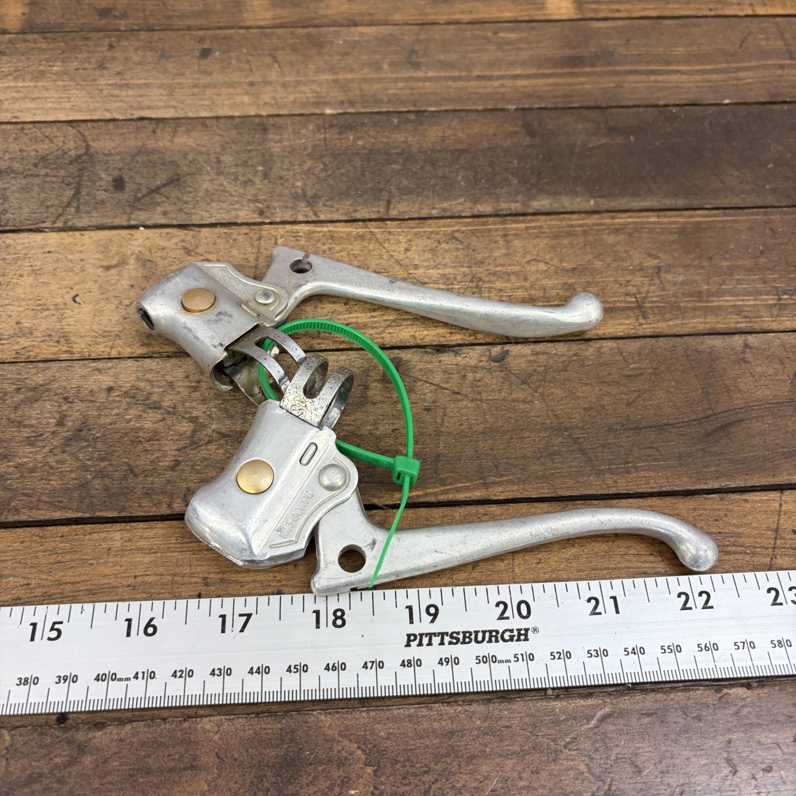 Vintage Dia-Compe Brake Levers Pair Silver Gold Dot 4-Finger 70s BMX Cruiser