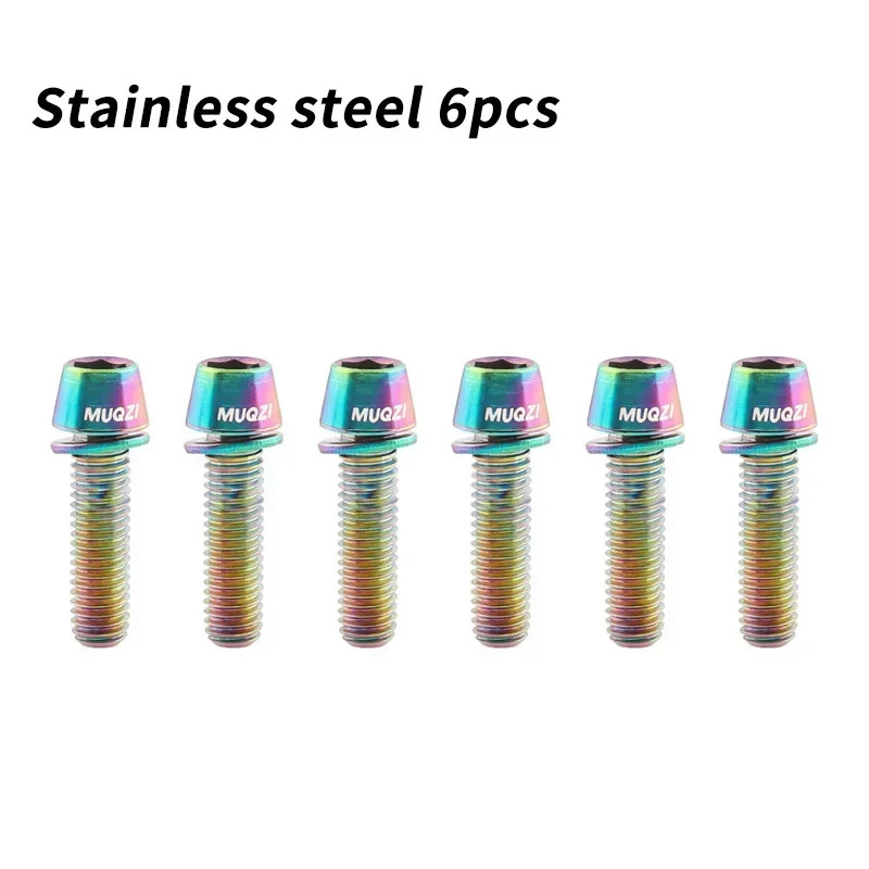 6Pcs M5x17mm Stainless Bike Stem Bolts w/Washer MTB Road Gravel Screws