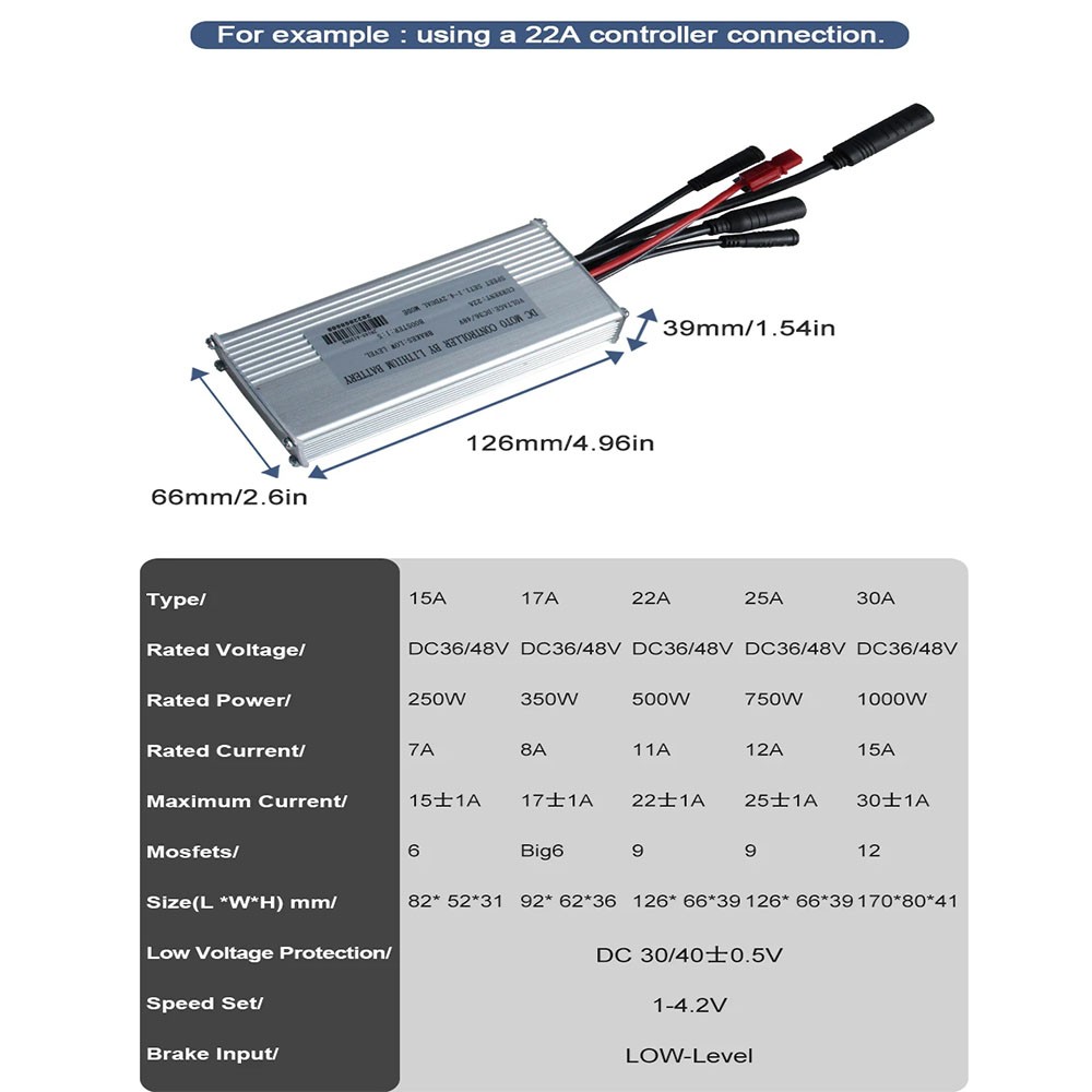 JN Ebike Sin Wave Controller 15A 17A 22A 25A 30A 250W-1000W 36V/48V with Display
