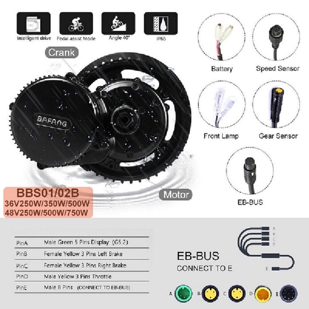 36V/48V/52V 250W-1000W Bafang Used Motor Ebike Motor Only No Accessories