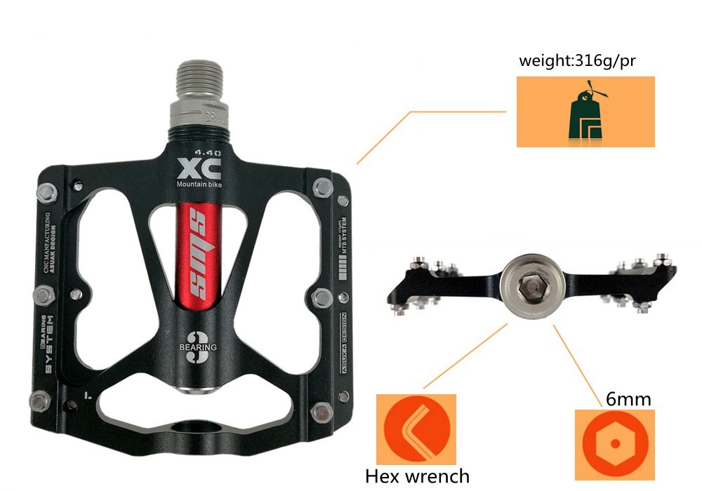 MTB Bicycle Flat Pedals Mountain Bike Non-slip Pedal Aluminum Sealed 3 Bearing