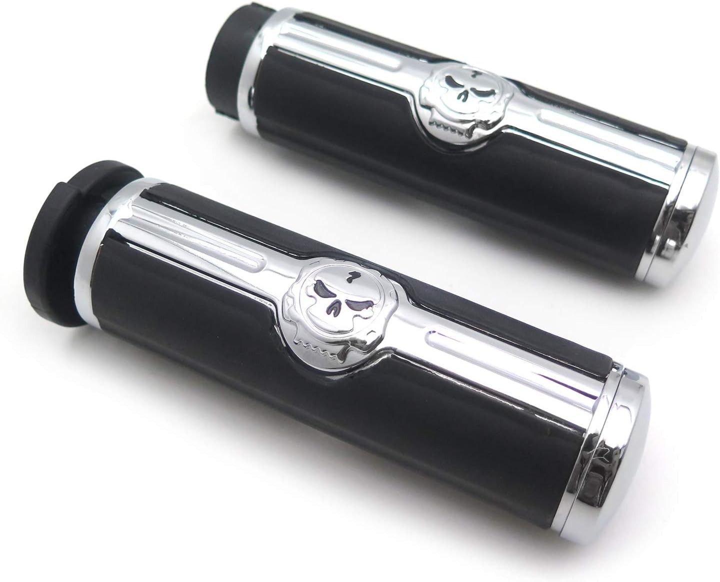Chromed Handlebar Skull Grips to Compatible with 96-07 Touring Models and96-late