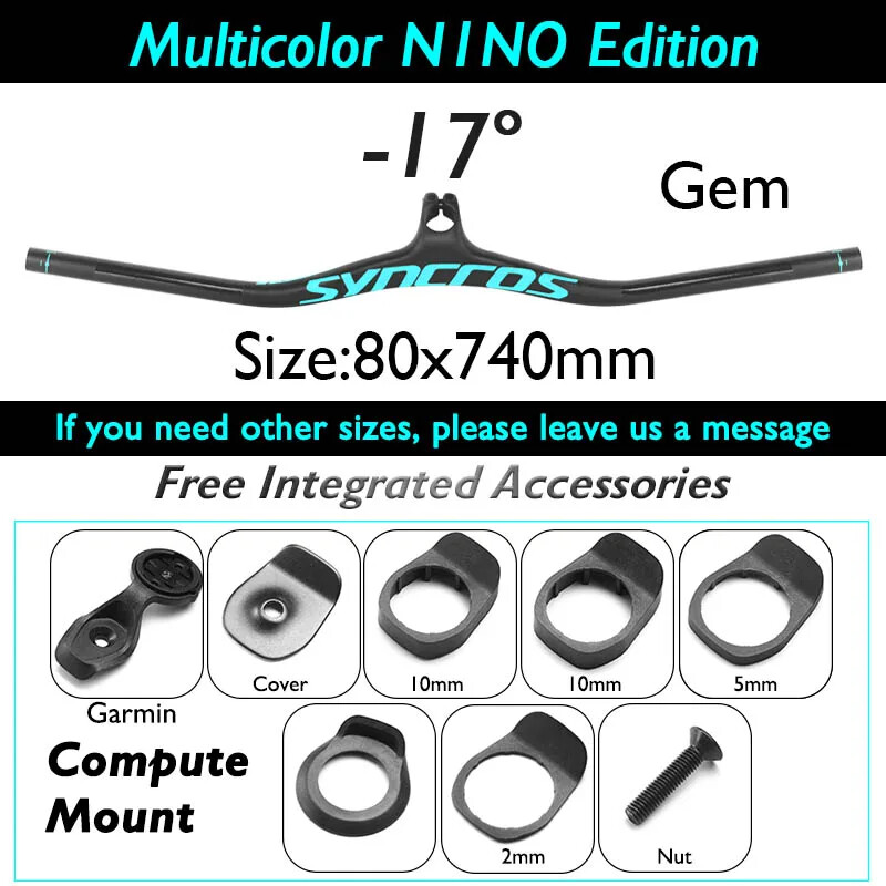 Carbon Integrated MTB Bicycle Handlebar with Stem 60-110mm -8/-17/-25 Degree