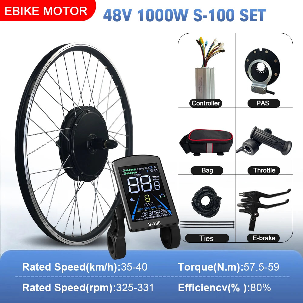 Electric Bike Conversion Kit 48V 1000W Brushless Rear Cassette Hub Motor Wheel
