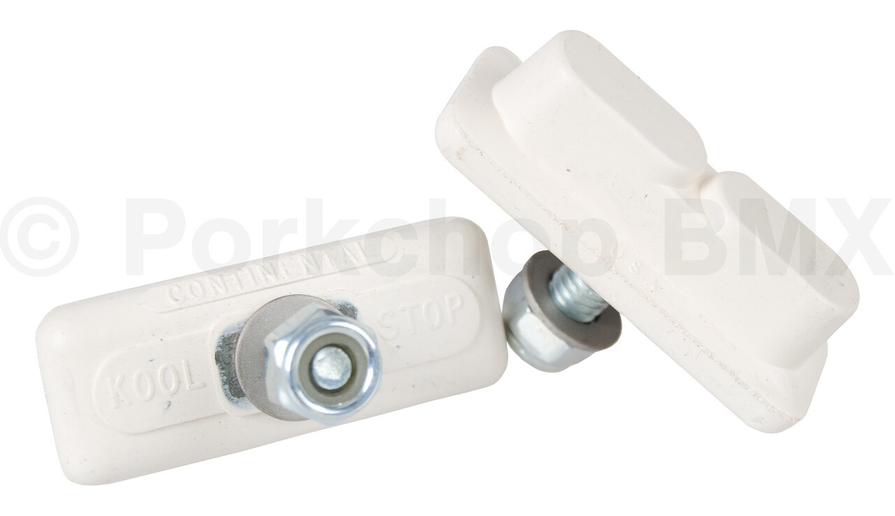 KOOL STOP Continental bicycle THREADED brake pads for Skyway Mags WHITE (PAIR)