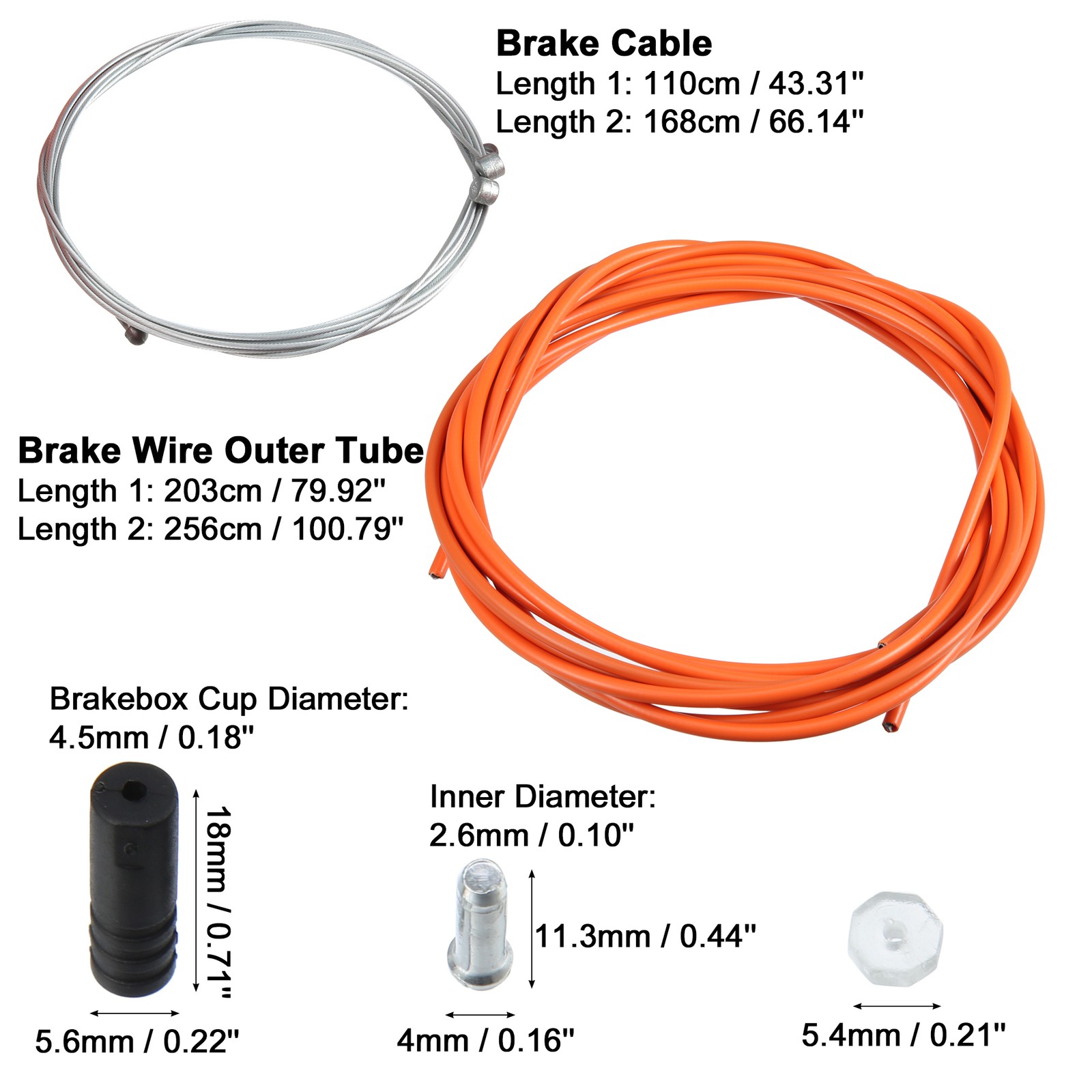 1 Set Universal Bicycle Shift Derailleur Cable and Brake Cable Kit Orange