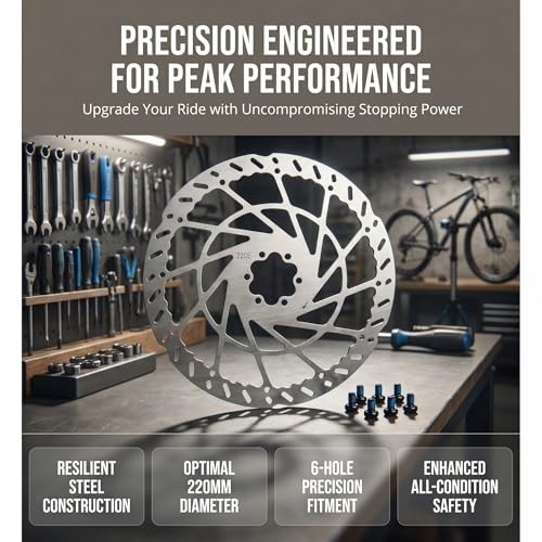 220mm Motorcycle Brake Disc – 2.3mm Thick Steel Rotor, 6‑Hole Design,