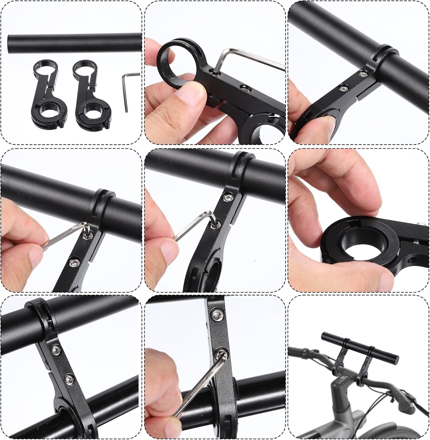 Bike Handlebar Extender, 7.9″ Long Aluminum Alloy Bicycle Cross Bar Extension Mu