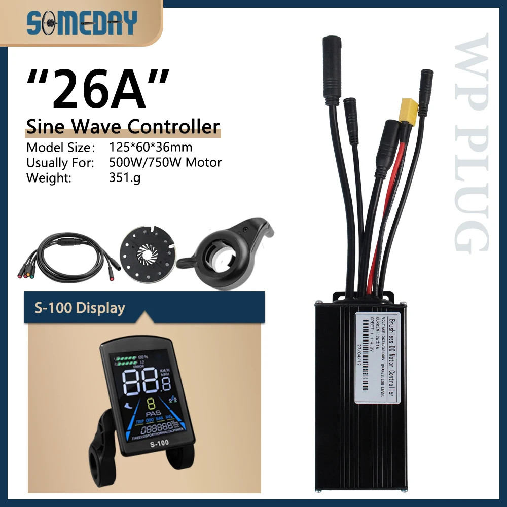 Ebike Three-Mode 17A-30A Sinewave Waterproof Controlle 24V-48V 250W-1000W Motor