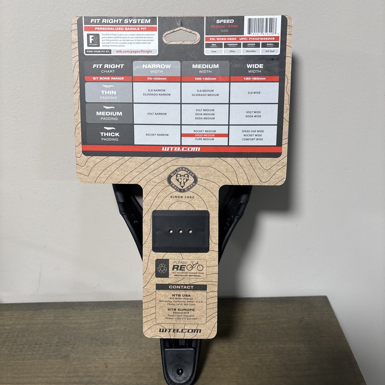 WTB Speed Road Mountain Gravel Bike Mtb Seat Saddle – Medium 270 x 145 mm Black