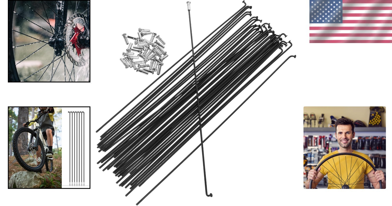 36Pcs 14G Bicycle Spokes with J-Bend Design – 260mm Alloy Steel Set