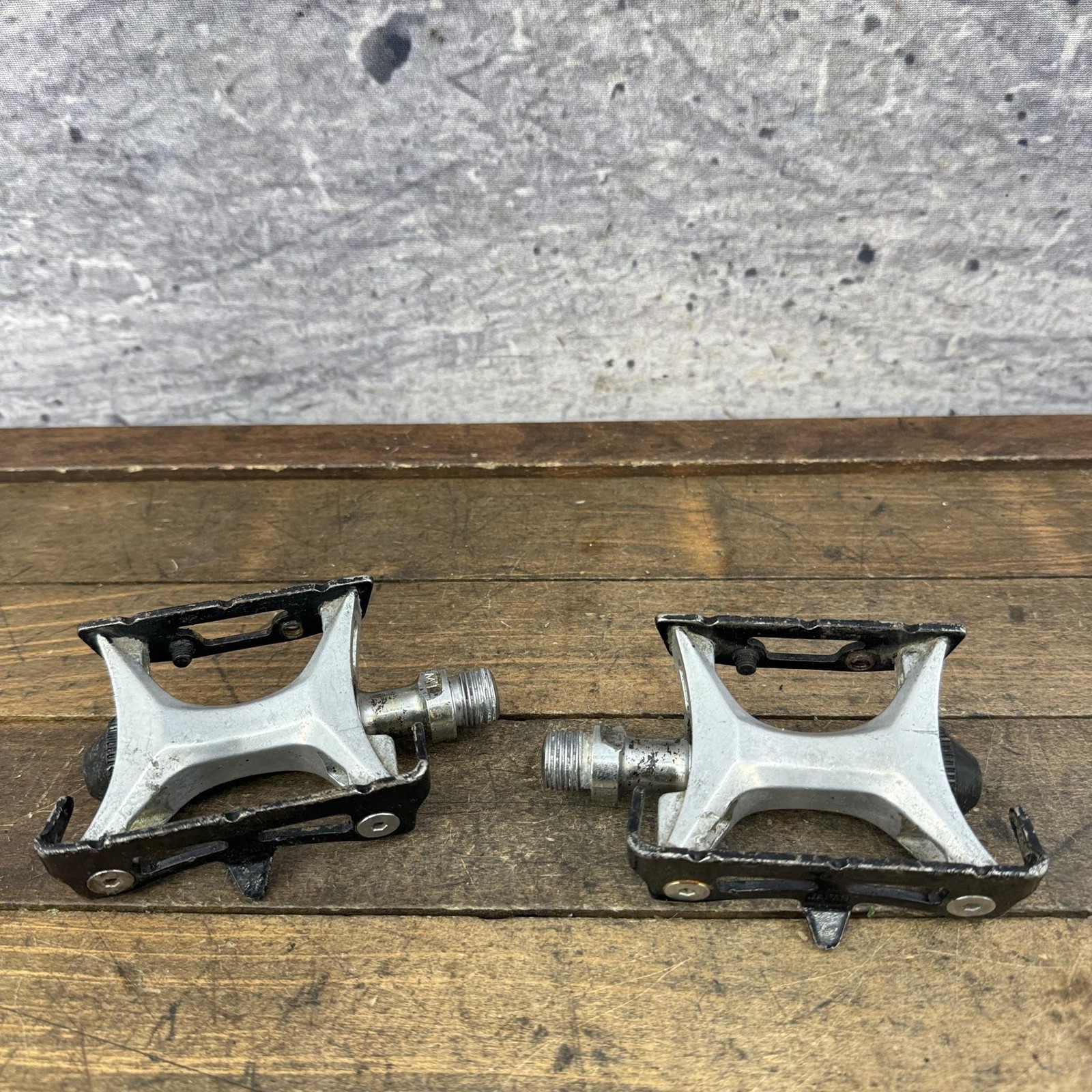 Vintage Suntour Cyclone Pedals 9/16 In Road Bike Platform Japan Silver 80s