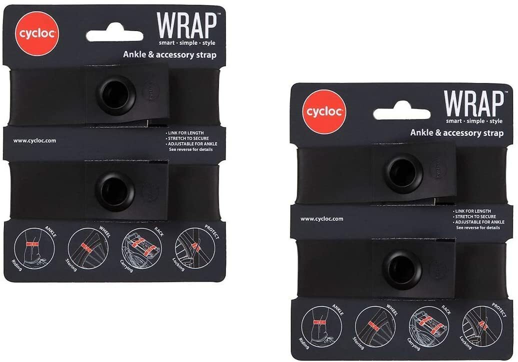 Cycloc Wrap Stylish Versatile Rubber Ankle / Bike Strap Multiple Colors 2-PK