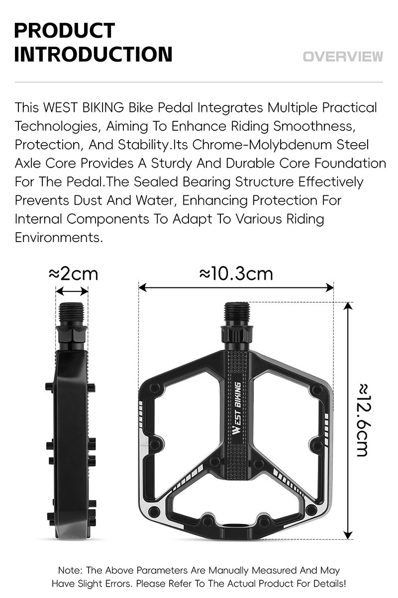 WEST BIKING Widened Cycling Pedals Ultralight DU Sealed Bearing Bicycle Pedals