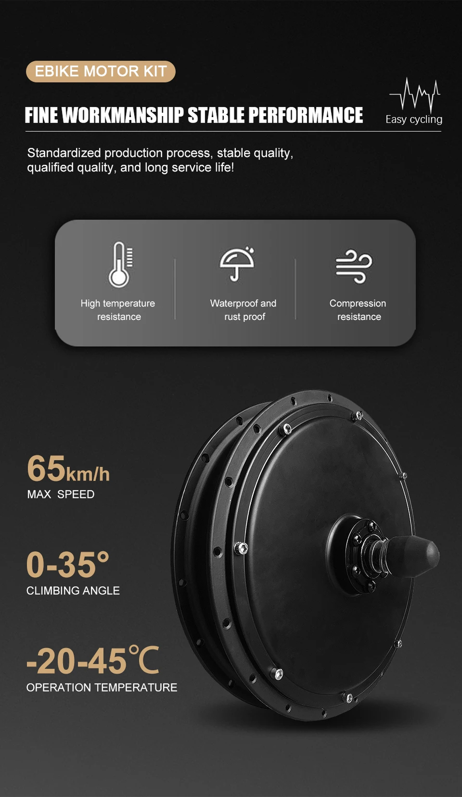 72V 3000W Electric Bicycle 3.0 Tyre Brushless Hub Motor Wheel Dropout 142mm