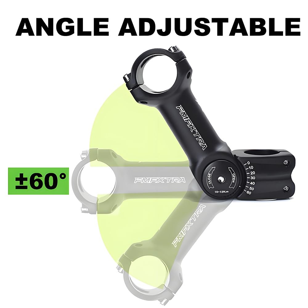 Andeshunk Adjustable MTB Stem 25.4mm 31.8mm, ±60 Degree 25.4*110mm, black