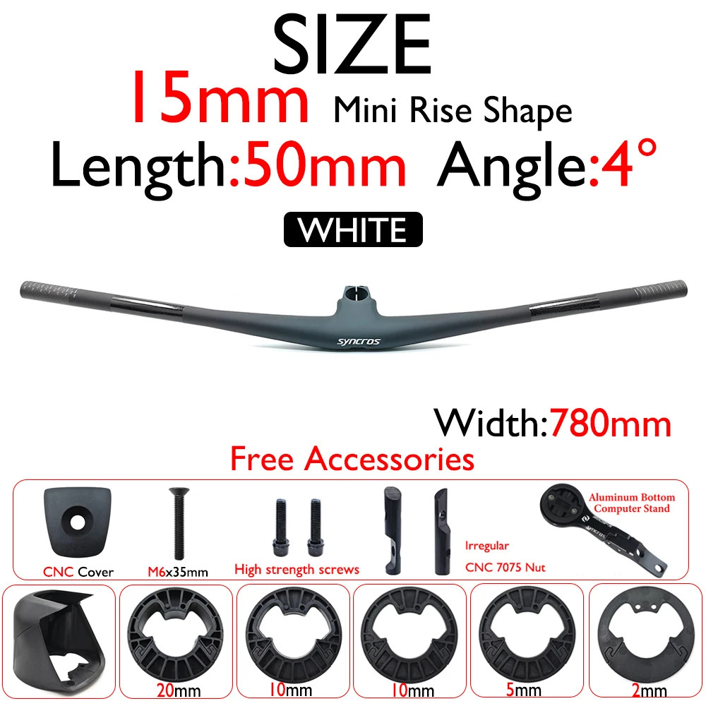Carbon Fiber Mountain Bike Handlebar Integrated Handlebar 28.6mm 4°/5° Angle