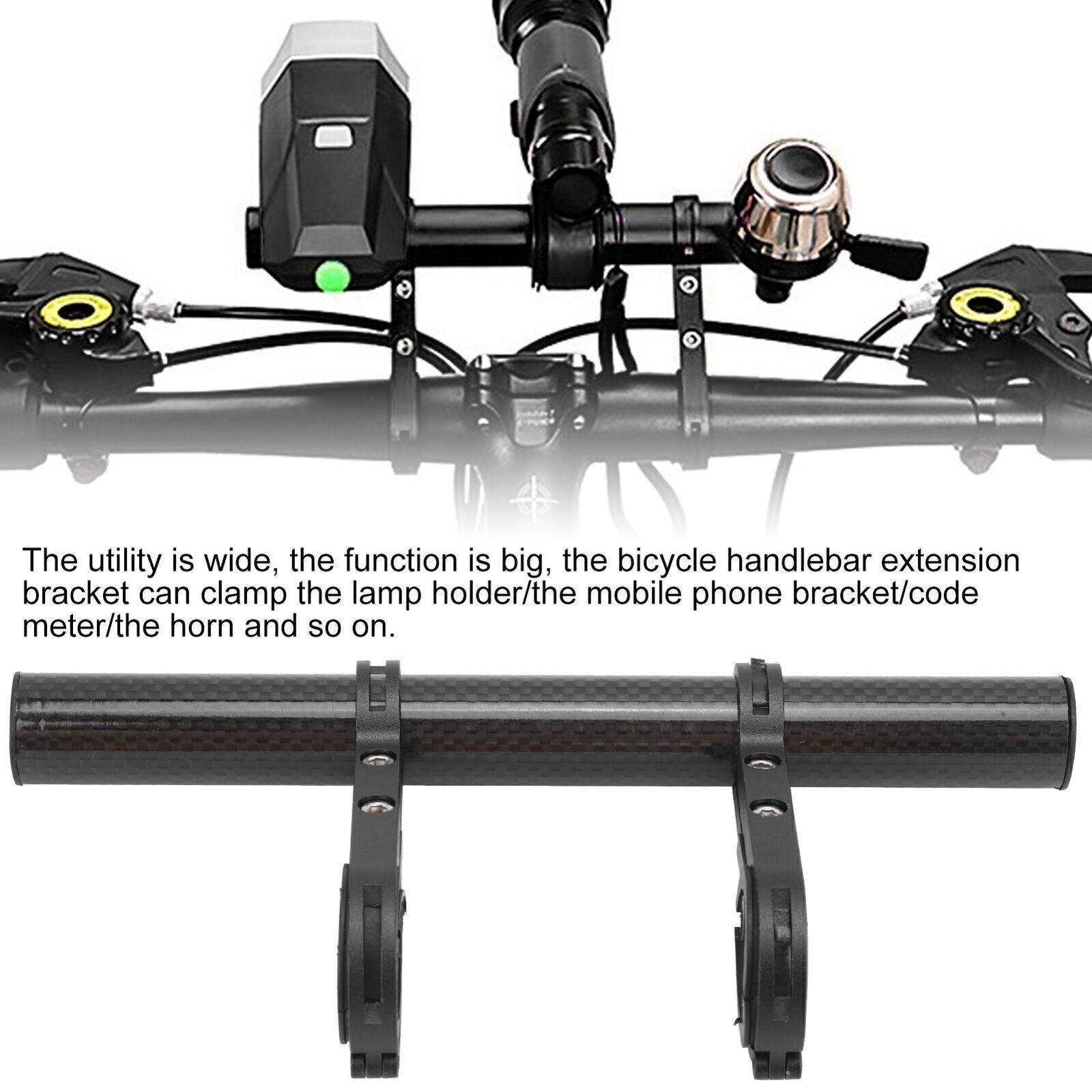 20CM Carbon Tube Bicycle Handlebar Extender Bracket Mount Bike