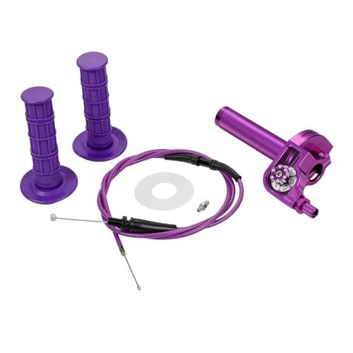 Motorcycle Twist Throttle 7/8″ 22mm with Handle Grip Throttle Cable CNC purple