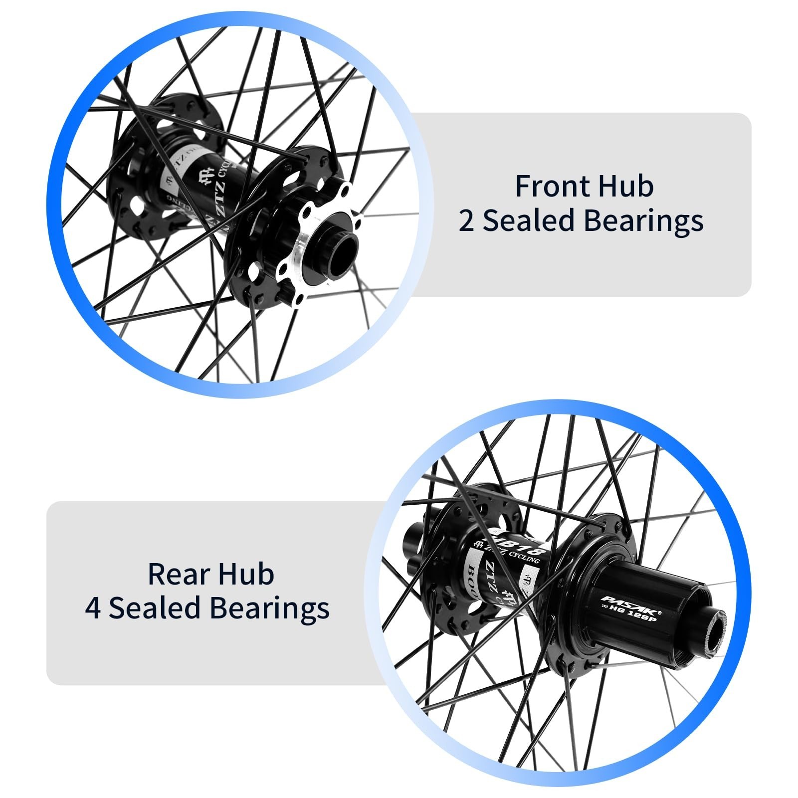 ZTZ 27.5″/29″ Thru Axle Boost Mountain Bike Wheelset，Ultralight Aluminum