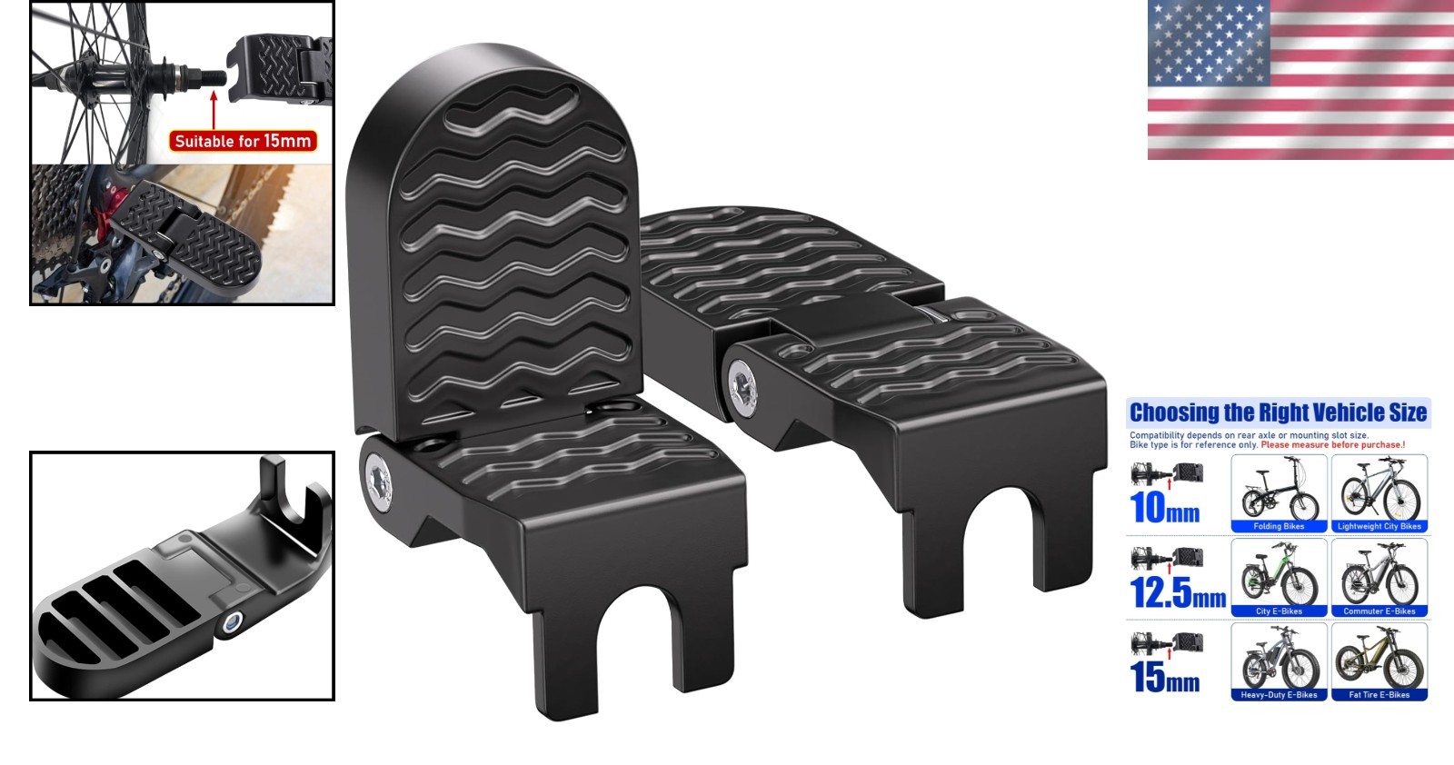 Collapsible Bike Rear Pedals – Non-Slip E-bike Foot Pegs Perfect for Passengers