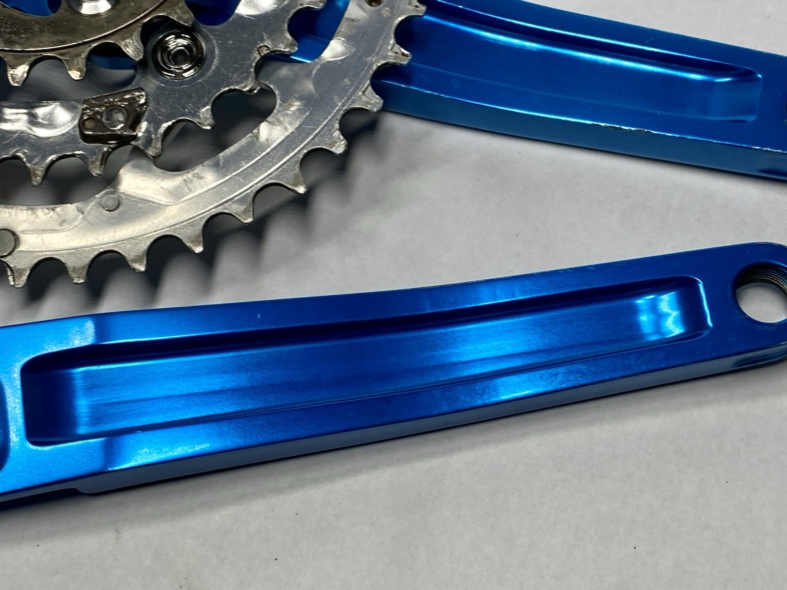 Kooka Blue Anodized MTB Crankset 175mm w/ BB-UN71 & REAL 22T Ring Vintage CNC