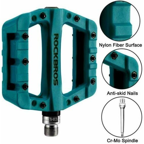ROCKBROS Bike Nylon Pedals Seal Bearing Wide Platform Non-Slip 9/16» 2pcs Blue