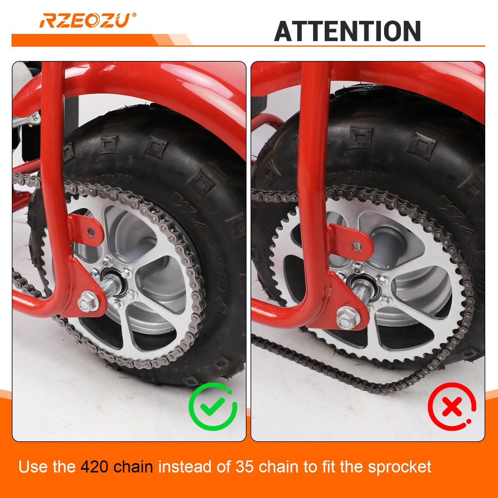 RZEOZU 50 Tooth Rear Sprocket 420 Chain Compatible with #40 41 420 Chain Coleman